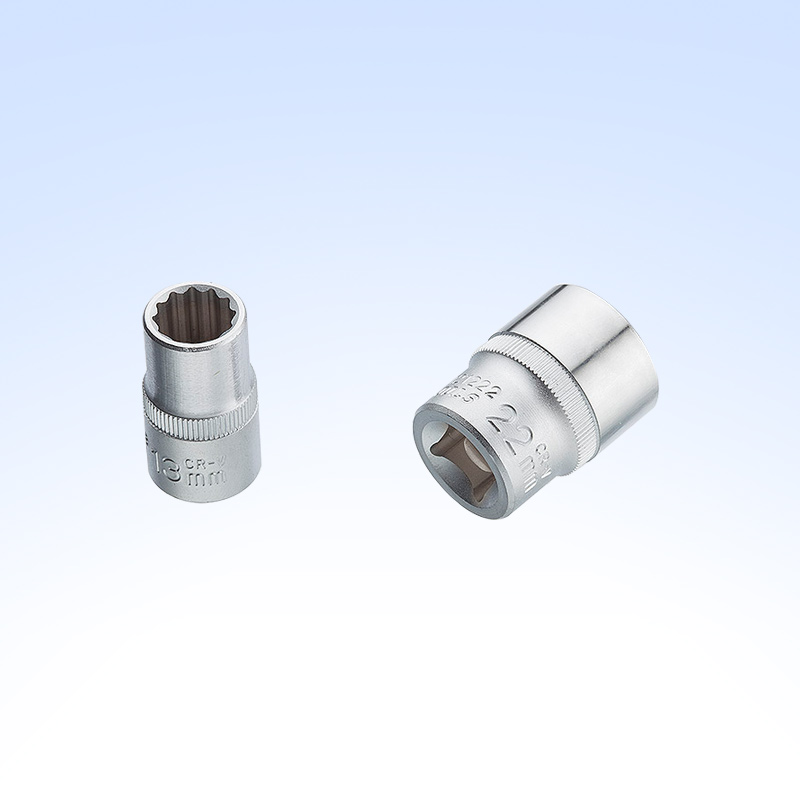 3/8" DR.Shallow Socket (single-groove type,knurled,two-color unit)
