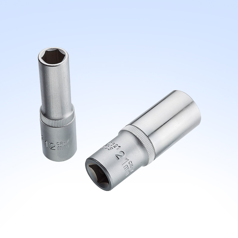 1/2" DR.Deep Socket (single-groove type,knurled,two-color unit)