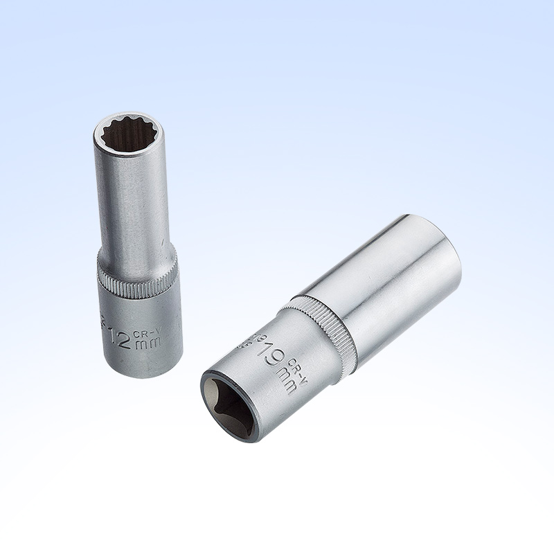 1/2" DR.Deep Socket (single-groove type,knurled,two-color unit)