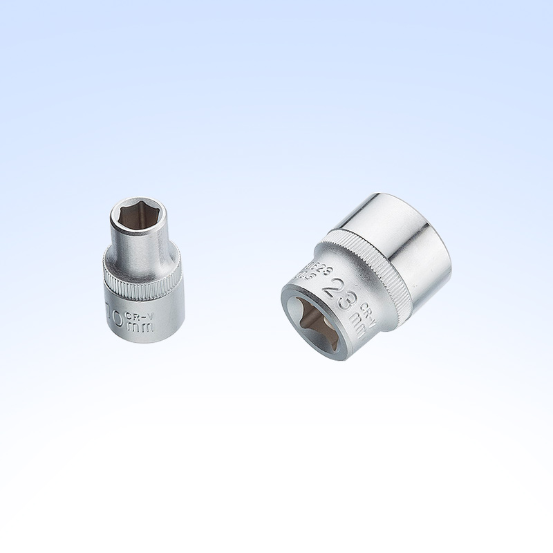 1/2" DR.Shallow Socket (single-groove type,knurled,two-color unit)
